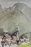 Bergell, Soglio, Gouache, 56 x 80 cm, 1998